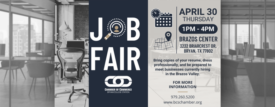 Save The Date: B/CS Chamber Job Fair April 30th!